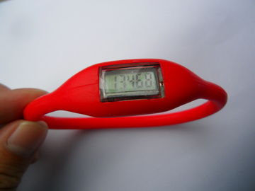 Kırmızı / mor Sport silikon pedometre İzle ile LCD perde kız / erkek